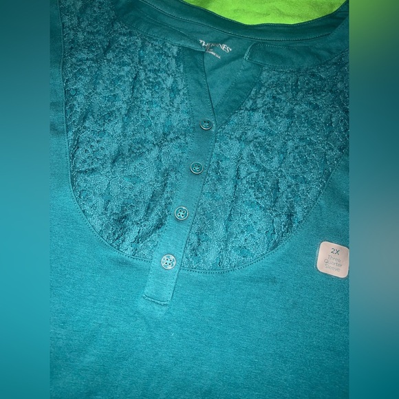 NWT Catherines Vibrant Teal 3/4 Sleeve Blouse size 2X - Picture 5 of 9